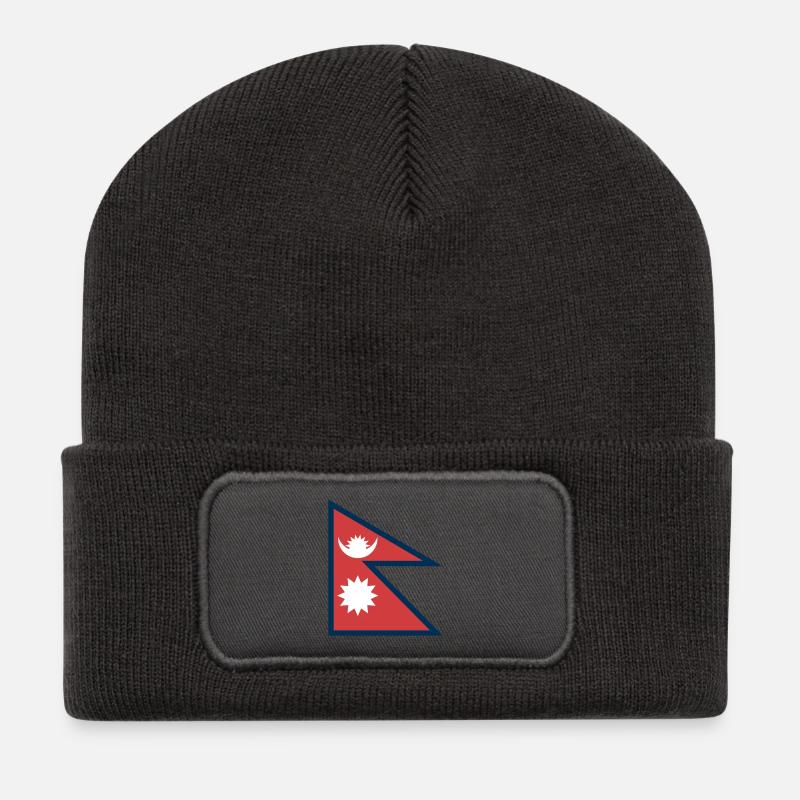Népal - Beanie recyclé à patch - charbon