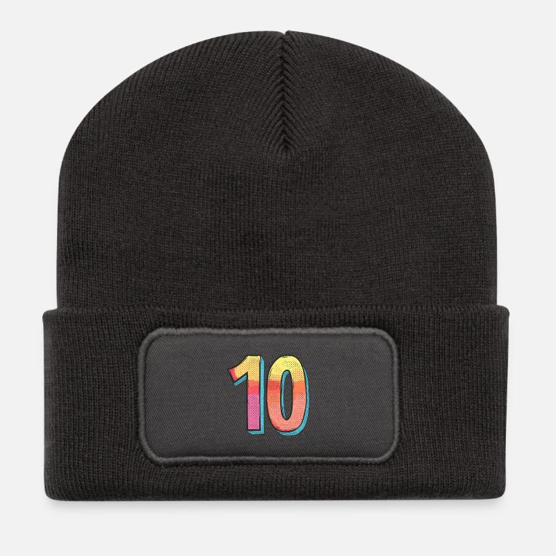 10 Zahl Comic - Recycelte Patch Beanie - Dunkelgrau