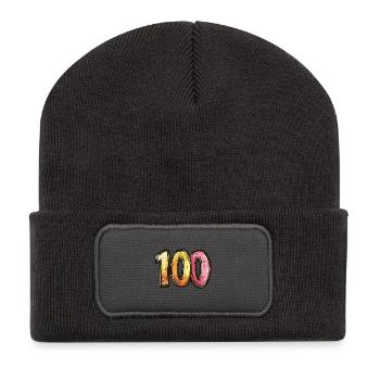 Bande dessinée de 100 numéros - Beanie recyclé à patch - charbon - Devant