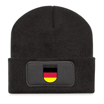 Deutschlandwappen 2 - Recycelte Patch Beanie - Dunkelgrau - Vorne
