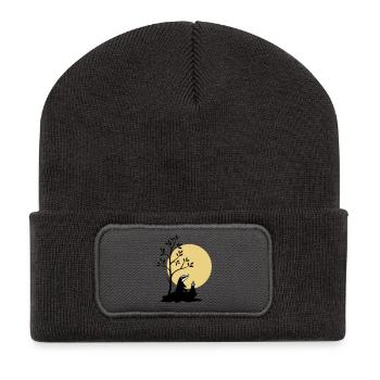 Dachs im Mondlicht - Recycelte Patch Beanie - Dunkelgrau - Vorne