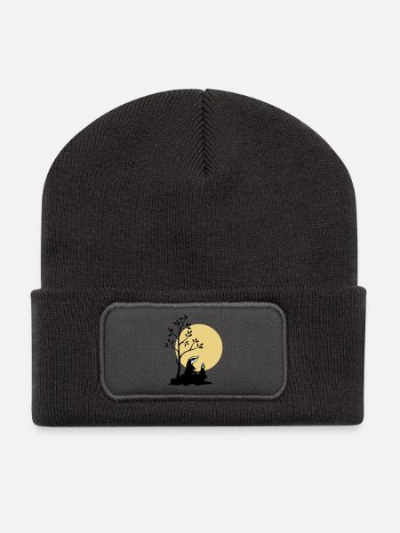 Badgers in the moonlight - Recycled Patch Beanie - dark grey