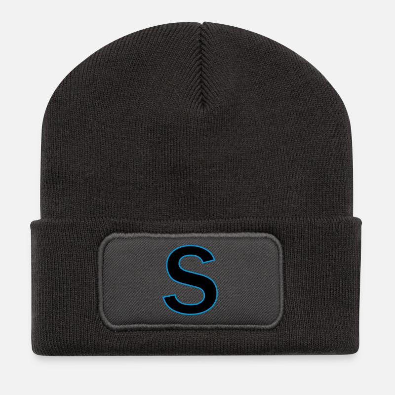 Buchstaben s Vektor - Recycelte Patch Beanie - Dunkelgrau