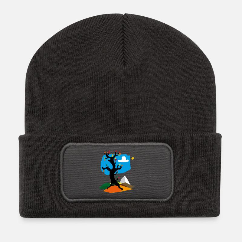 Tree in autumn - Recycled Patch Beanie - dark grey