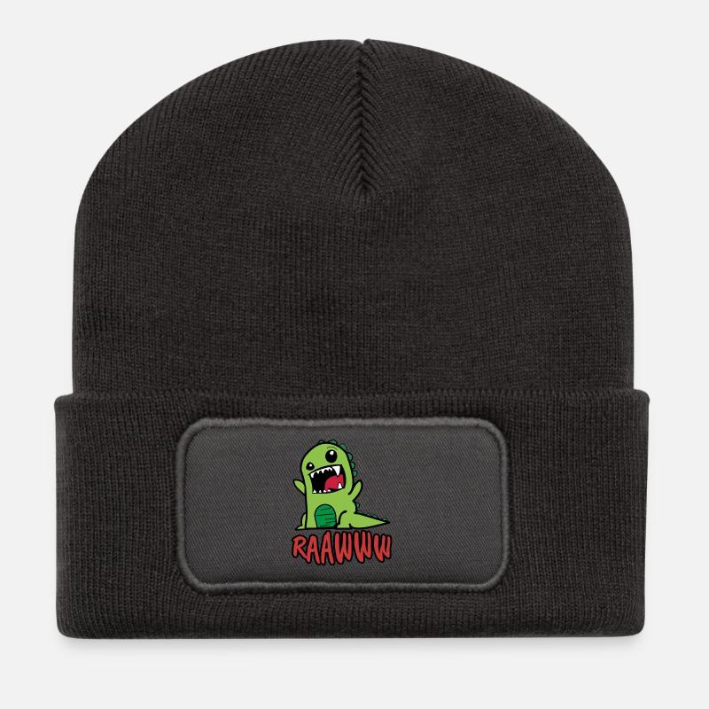 Dinosaur T-Rex bébé - Beanie recyclé à patch - charbon