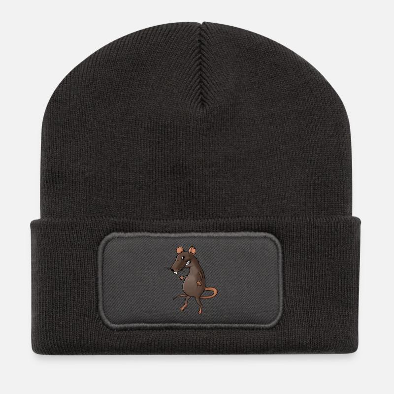 ratte rat cheese kaese animal tiere - Recycelte Patch Beanie - Dunkelgrau