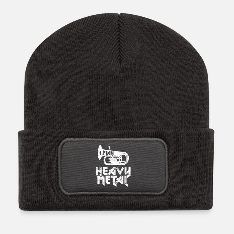 I PLAY HEAVY METAL - Recycelte Patch Beanie - Dunkelgrau