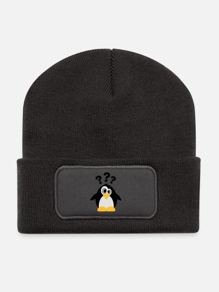 Dummer Pinguin - Recycelte Patch Beanie - Dunkelgrau