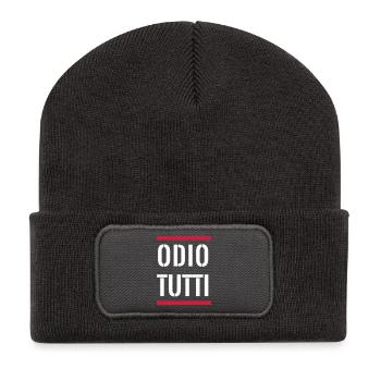 Ich hasse alles weiß - Recycelte Patch Beanie - Dunkelgrau - Vorne