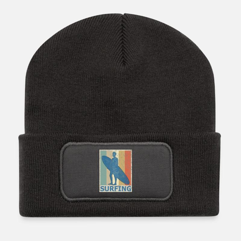 Planche de surf Surfers surf Vintage Style rétro - Beanie recyclé à patch - charbon