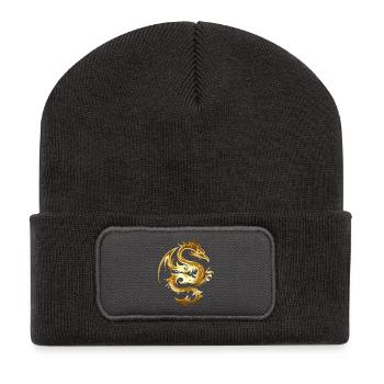 Golden Dragon - Recycelte Patch Beanie - Dunkelgrau - Vorne