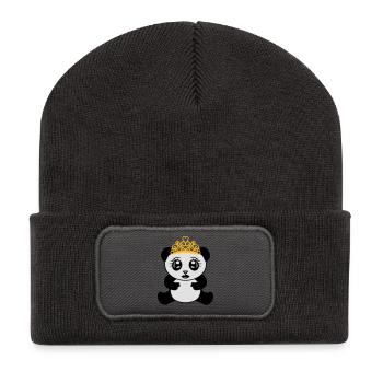 femme fille princesse couronne reine belle - Beanie recyclé à patch - charbon - Devant