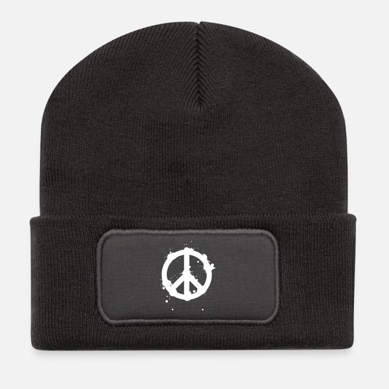 Peace - Symbol - Peacezeichen - Recycelte Patch Beanie - Dunkelgrau