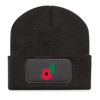 fleur de pavot by_patjila - Beanie recyclé à patch - charbon - Devant