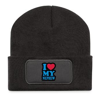 I love my nephew - Recycled Patch Beanie - dark grey - Front
