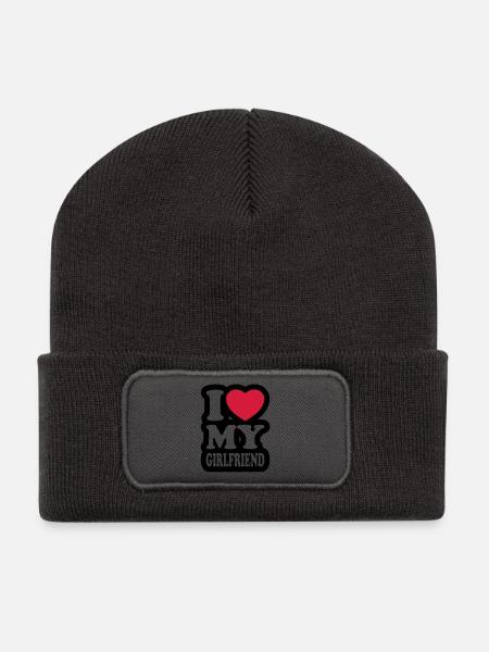 I love my girlfriend - Recycled Patch Beanie - dark grey