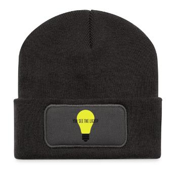 YOU SEE THE LIGHT? - Recycelte Patch Beanie - Dunkelgrau - Vorne