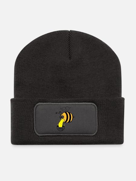 Biene kotzt Honig - Recycelte Patch Beanie - Dunkelgrau
