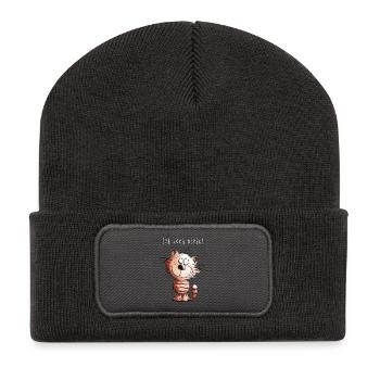 I do not cat I cat motif comic gift - Recycled Patch Beanie - dark grey - Front
