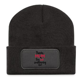 Thanks mum for not swallowing me mother's day gift - Recycled Patch Beanie - dark grey - Front
