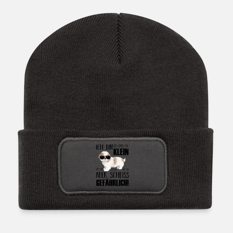 Hund Hunde - Recycelte Patch Beanie - Dunkelgrau