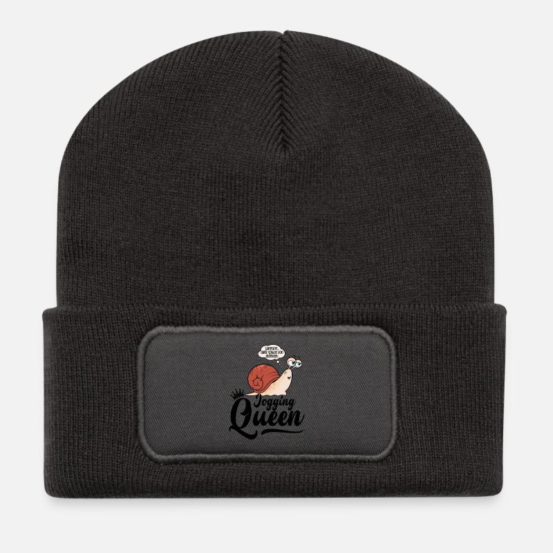 Jogging Queen Schnecke laufen langsam joggen - Recycelte Patch Beanie - Dunkelgrau