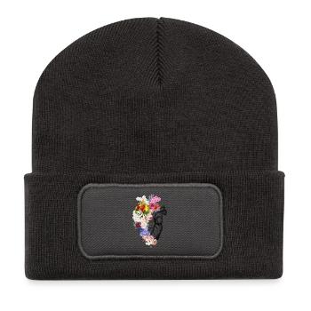 Cœur anatomique floral - Beanie recyclé à patch - charbon - Devant