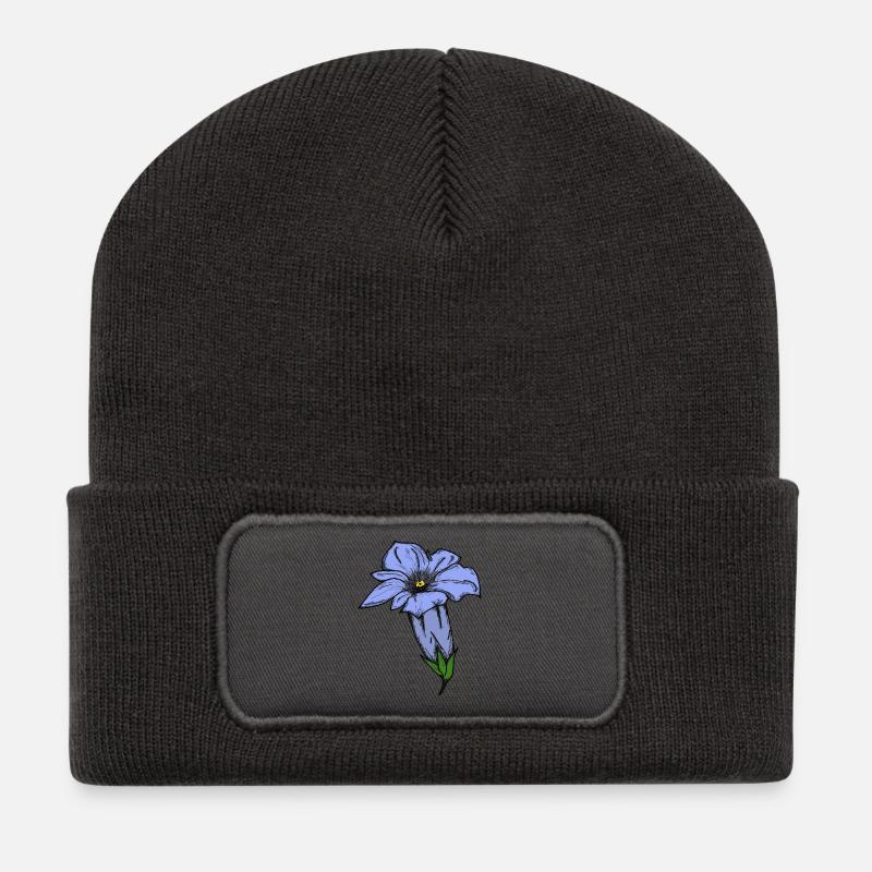 Gentian, drawn - Recycled Patch Beanie - dark grey