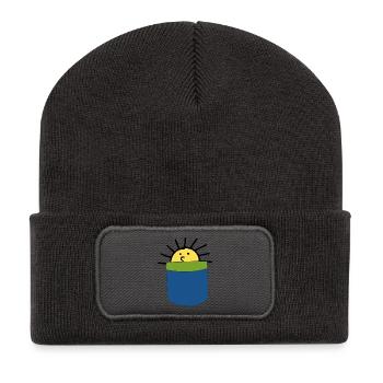Soleil - Beanie recyclé à patch - charbon - Devant