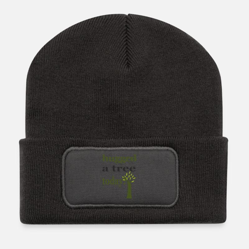 hugged a tree - Recycelte Patch Beanie - Dunkelgrau