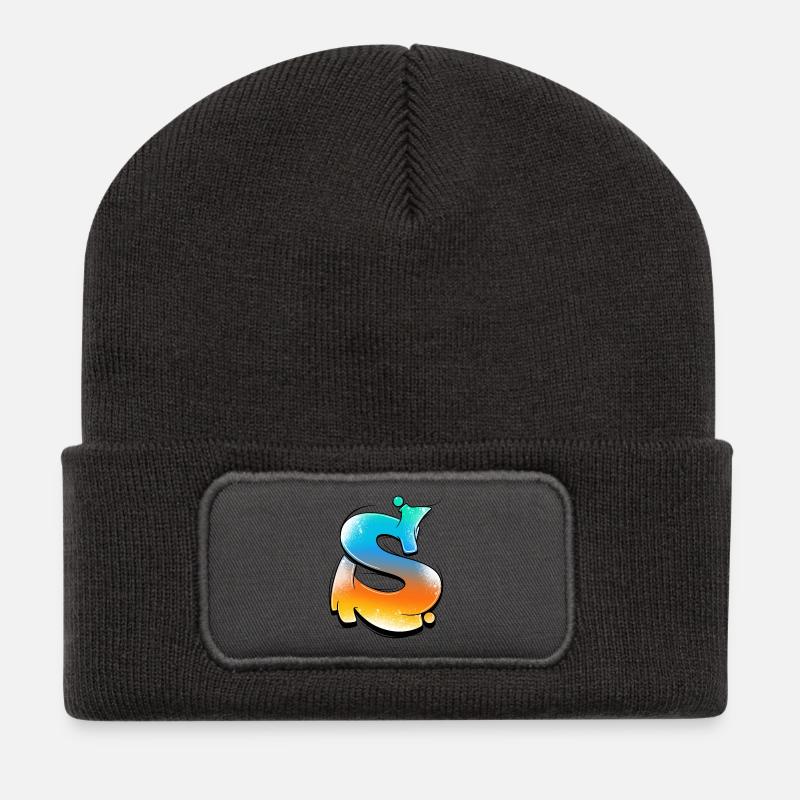 S-Farbverlauf Neon Spritzer - Recycelte Patch Beanie - Dunkelgrau