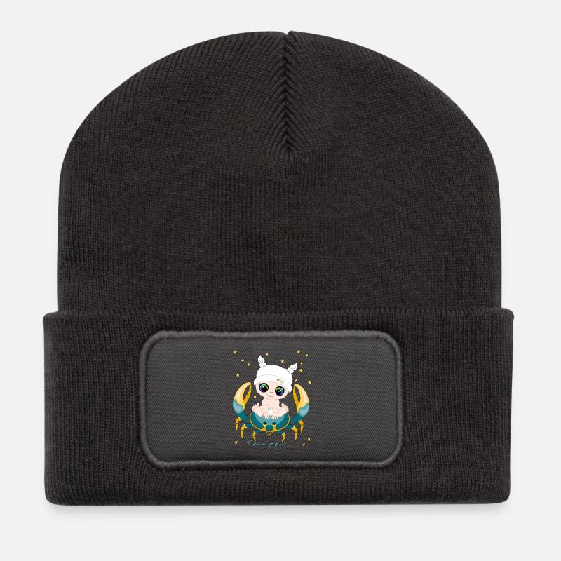 sternzeichen_cancer - Recycelte Patch Beanie - Dunkelgrau