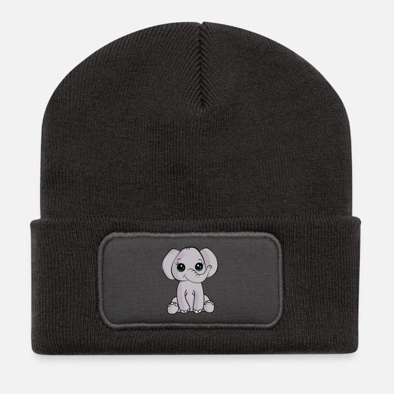 Baby-Elefant - Recycelte Patch Beanie - Dunkelgrau