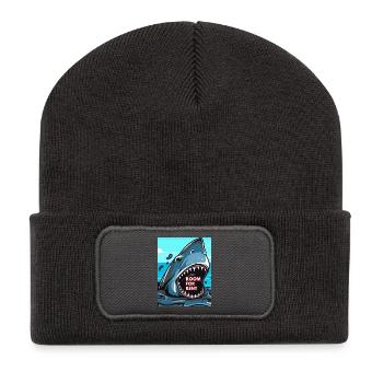 Shark Shark Shark funny saying comic - Chambre à louer - Beanie recyclé à patch - charbon - Devant