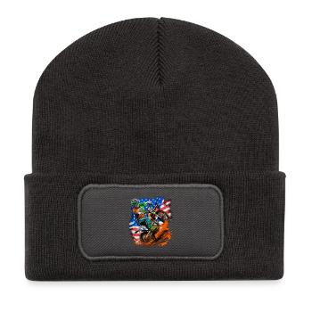 American Flag Motocross Splash - Recycled Patch Beanie - dark grey - Front