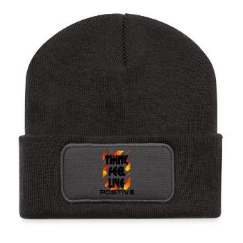 think feel live positive v2 - Beanie recyclé à patch - charbon - Devant