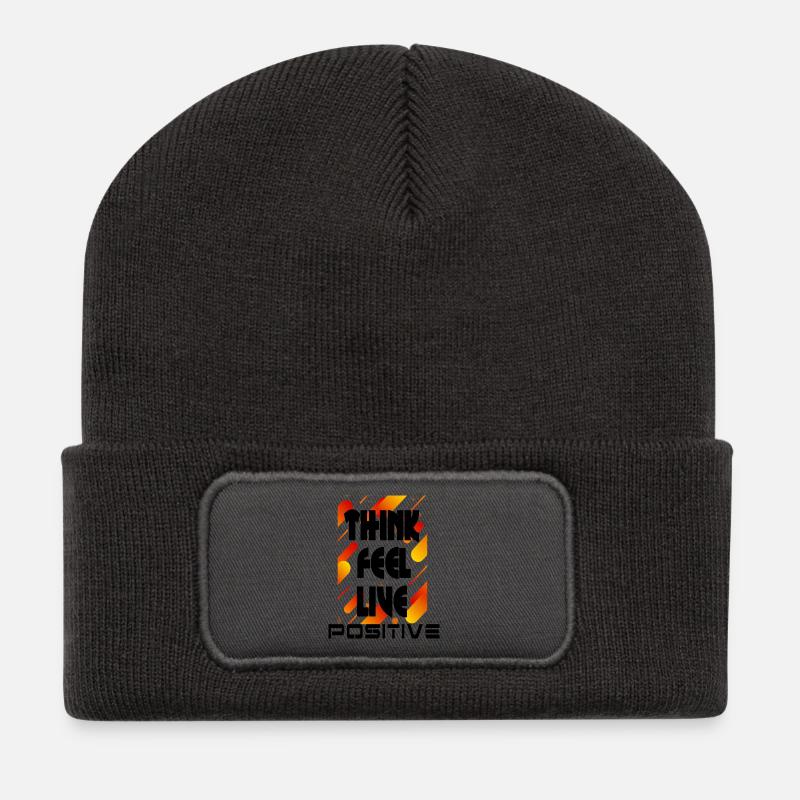 think feel live positive v2 - Beanie recyclé à patch - charbon