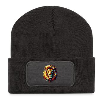Löwe - Recycelte Patch Beanie - Dunkelgrau - Vorne