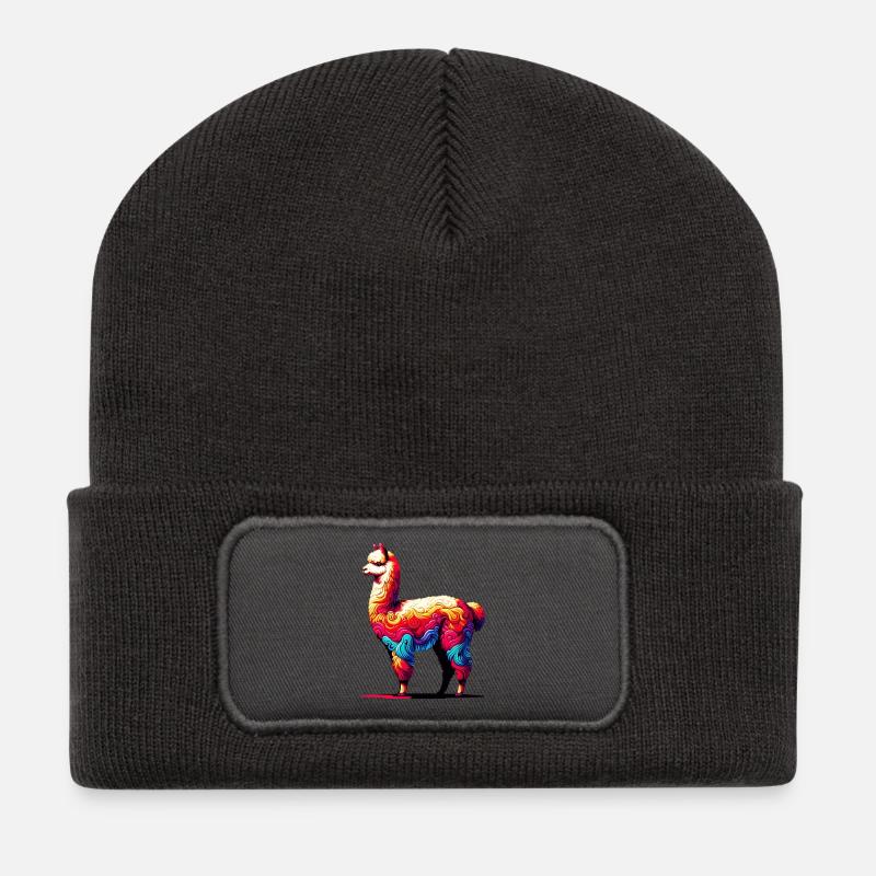 Alpaka - Recycelte Patch Beanie - Dunkelgrau