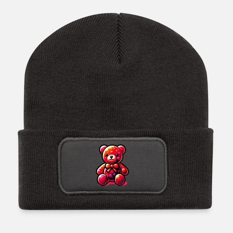 Bär - Recycelte Patch Beanie - Dunkelgrau