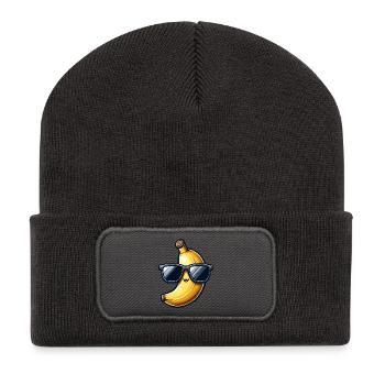Coole Banane mit Sonnenbrille Design - Recycelte Patch Beanie - Dunkelgrau - Vorne
