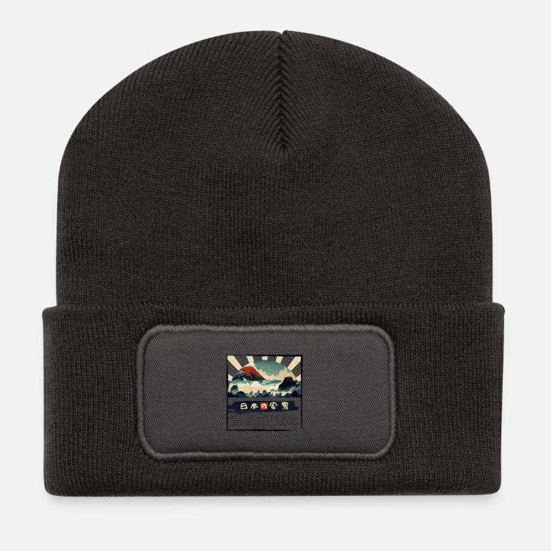 Nihon no Fukei - Landschaften von Japan - Recycelte Patch Beanie - Dunkelgrau