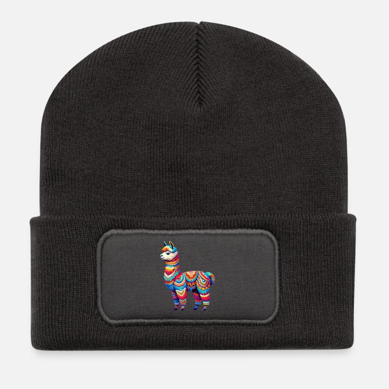Alpaka - Recycelte Patch Beanie - Dunkelgrau