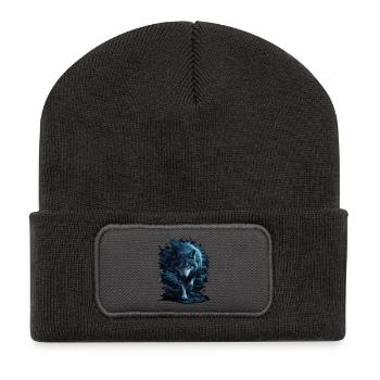 Mystic Wolf in Night Forest - Recycled Patch Beanie - dark grey - Front