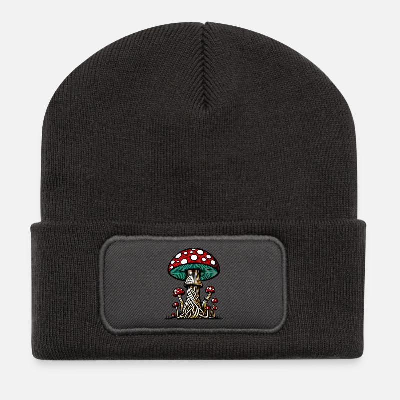 Champignons Fungo Funghi - Beanie recyclé à patch - charbon