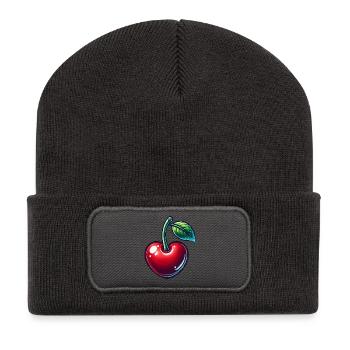 Cherry in the shape of a heart: love in perfect form - Recycled Patch Beanie - dark grey - Front