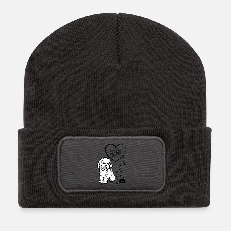 Süßer Hundemama Pullover, Welpenpullover für Frauen - Recycelte Patch Beanie - Dunkelgrau