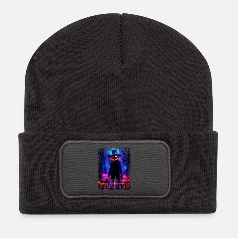 Halloween!! - Recycelte Patch Beanie - Dunkelgrau