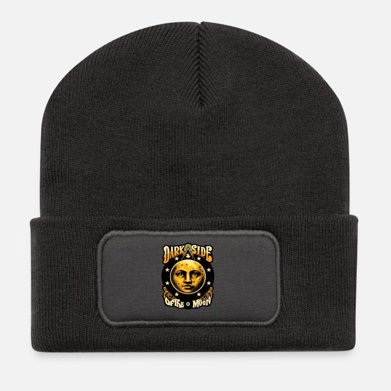 dark side of the moon face - Recycled Patch Beanie - dark grey