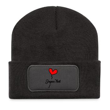 NOËL. MERRY CHRISTMAS. SAPIN. BONNE ANNEE - Beanie recyclé à patch - charbon - Devant